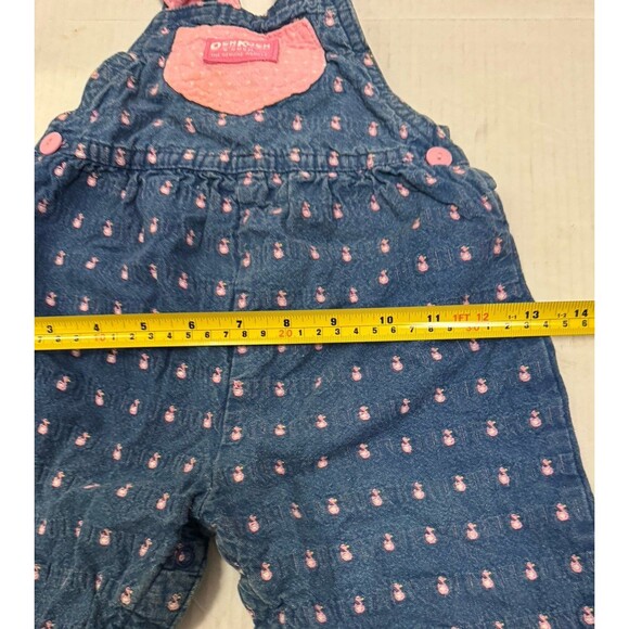 Vintage Osh Kosh B'Gosh 24M 2T Overalls Blue Denim Girls Patterned Ducks Pink - Picture 7 of 11